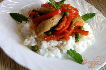 фото рецепта Соте из курицы с овощами и мятой