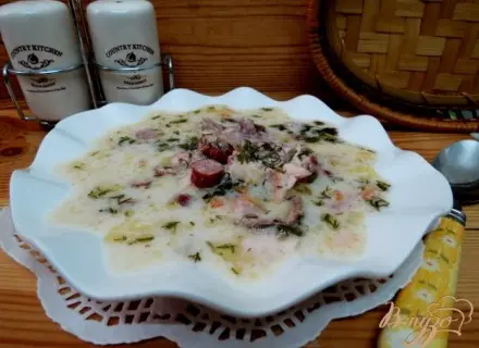 Суп сливочный с копчёностями
