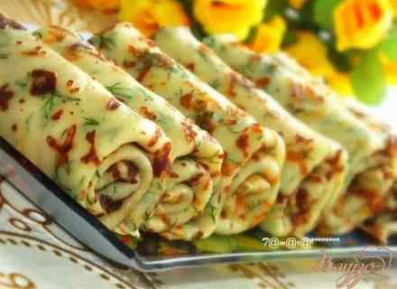 Сырные блины с зеленью