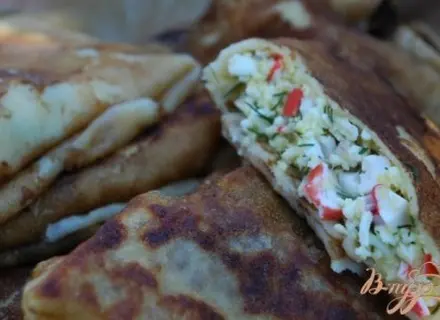 Блинчики закусочные с крабовыми палочками